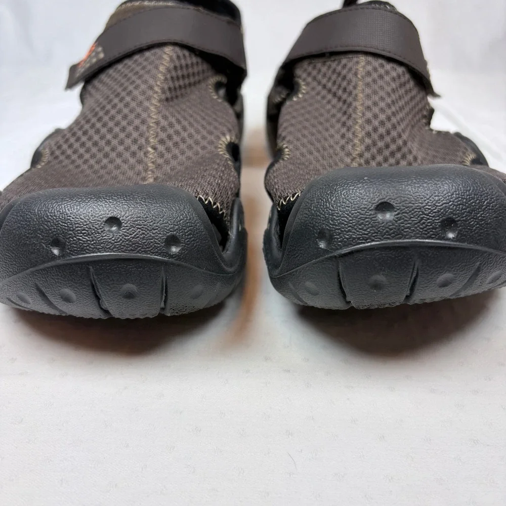 Crocs Swiftwater Mesh Deck Fisherman Sandals Men 12 Brown Water Shoes 15041 EUC